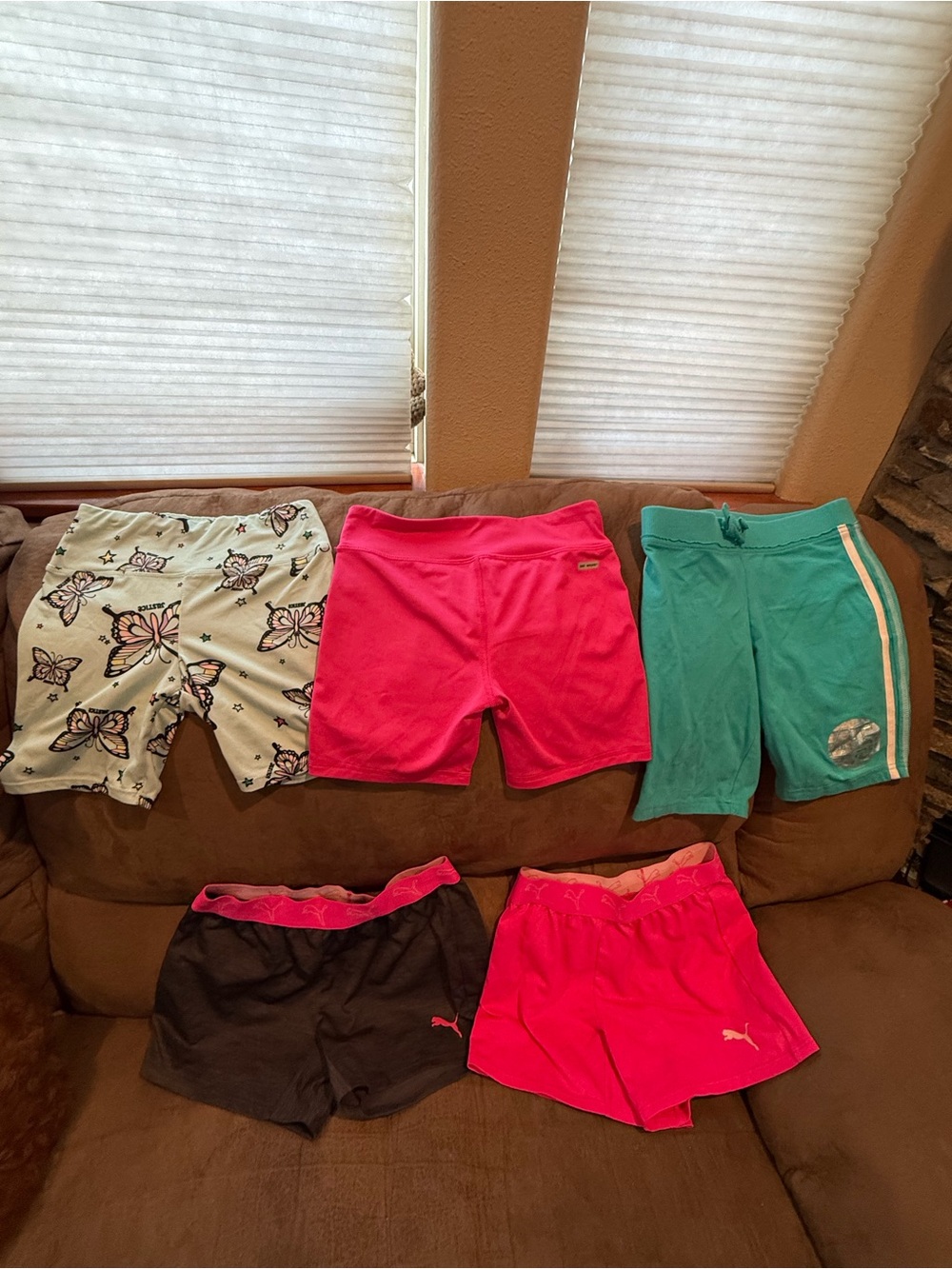 Puma Kids' Bright Pink and Teal Athletic Shorts Set